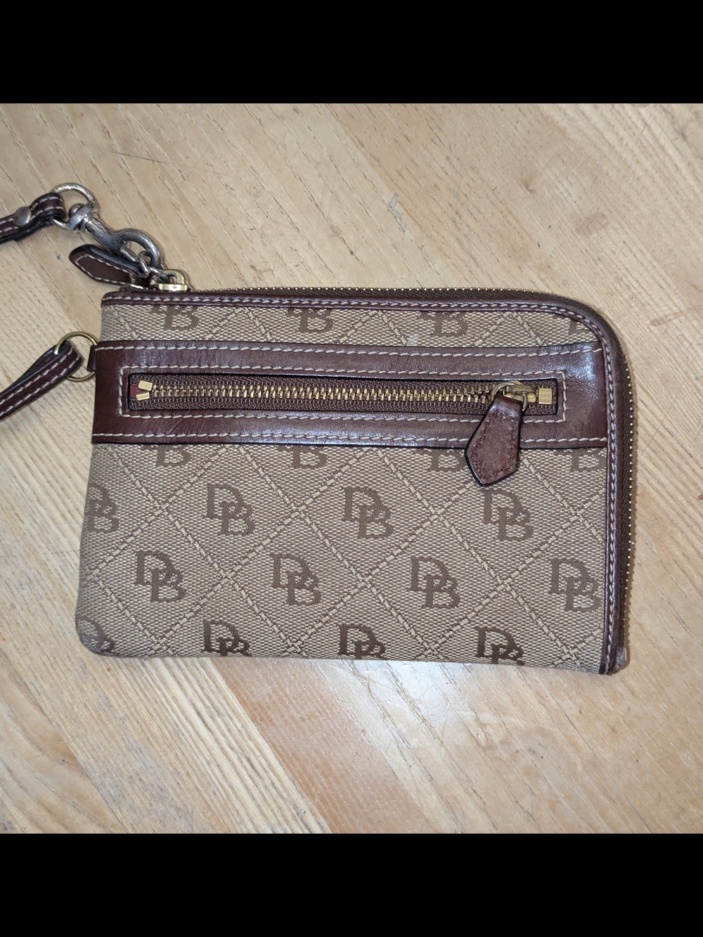 Dooney & Bourke Brown Monogram Zip Wristlet